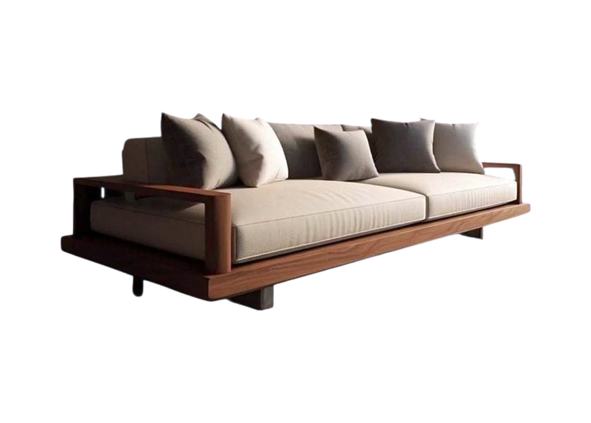 Oax Beige-Grey 3-Seater Wide Sofa with Solid Hardwood Frame