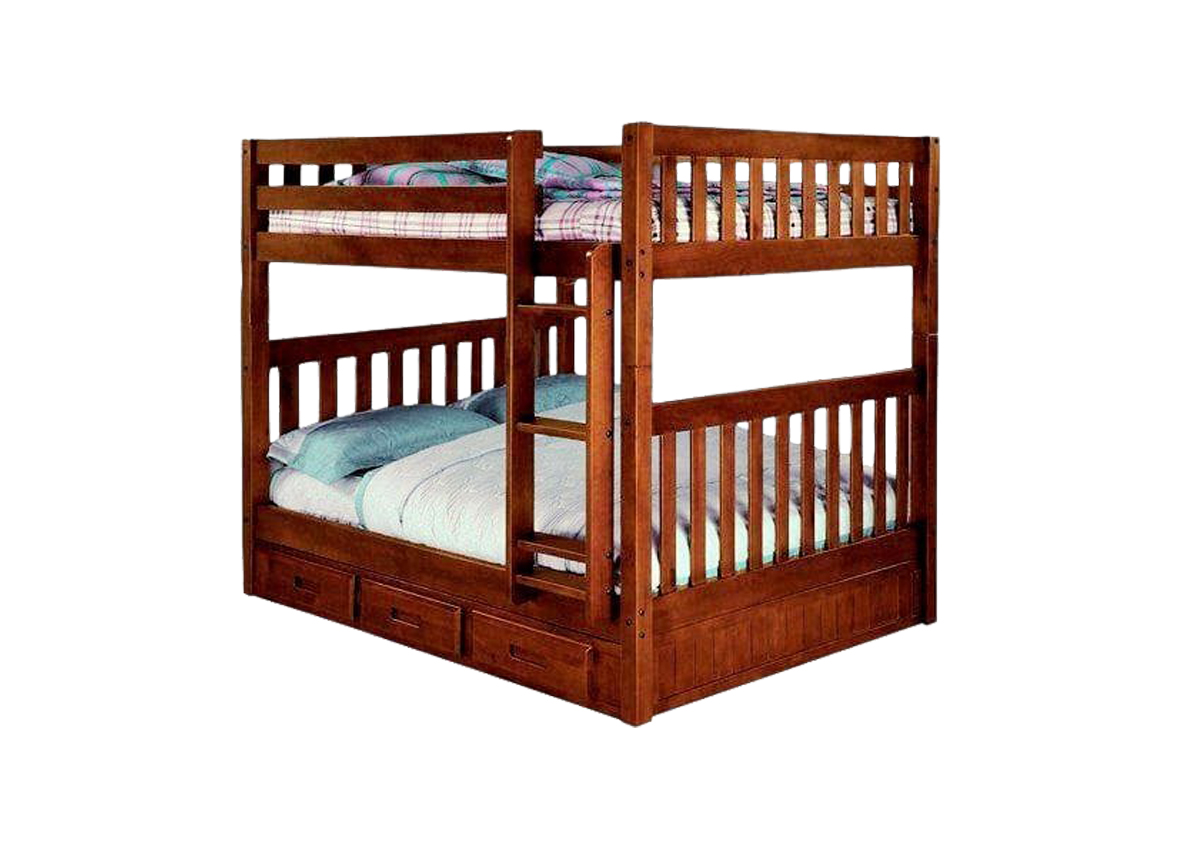 Sweet Clear Mahogany 4x6 Decker Bed with 3 Storage Drawers