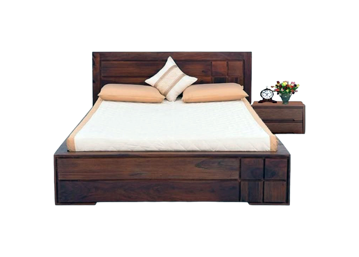 Clear Solid Dark Brown Mahogany Bed