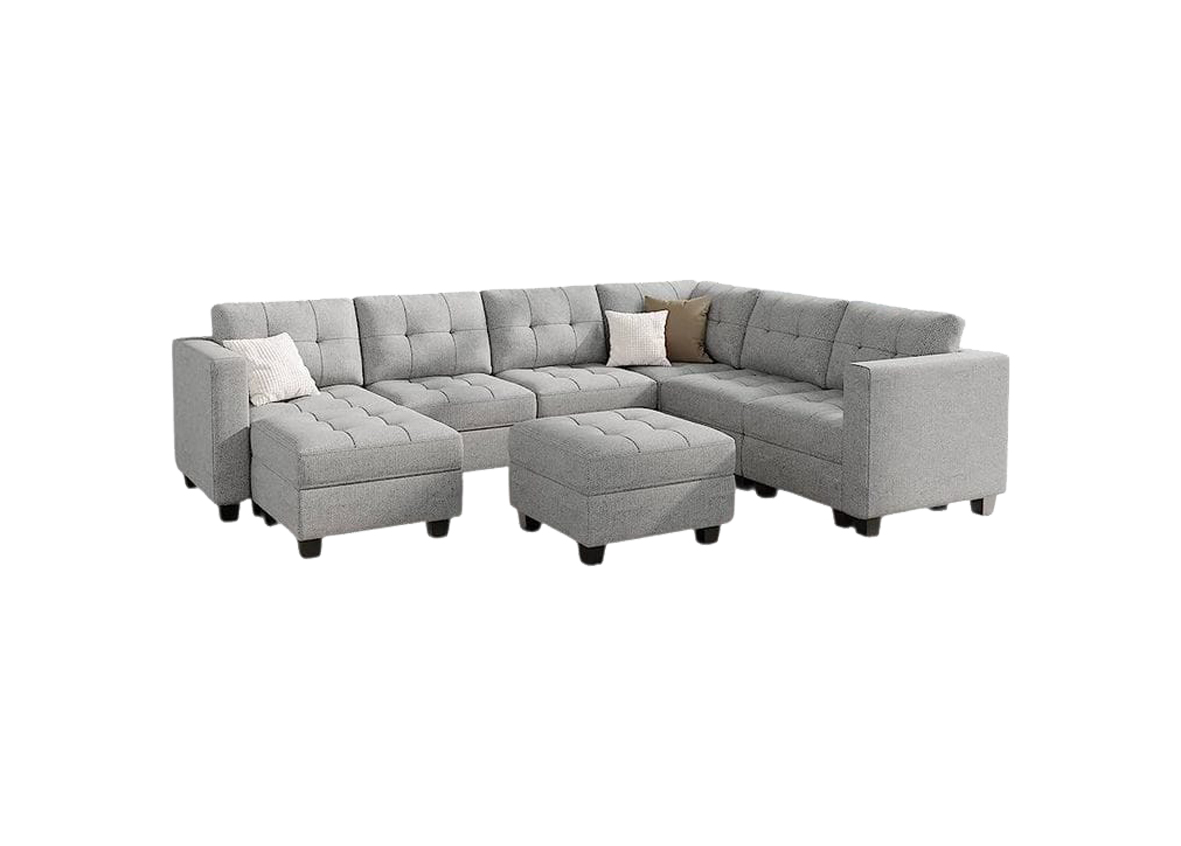 Luxury Velvet Grey Sofa Set