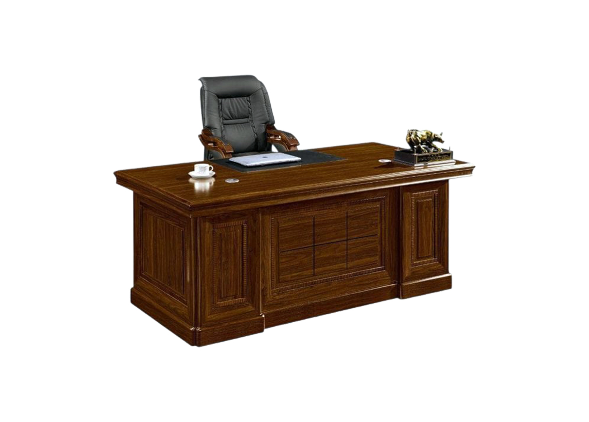 Solid Clear Mahogany Office Desk with comfy chair