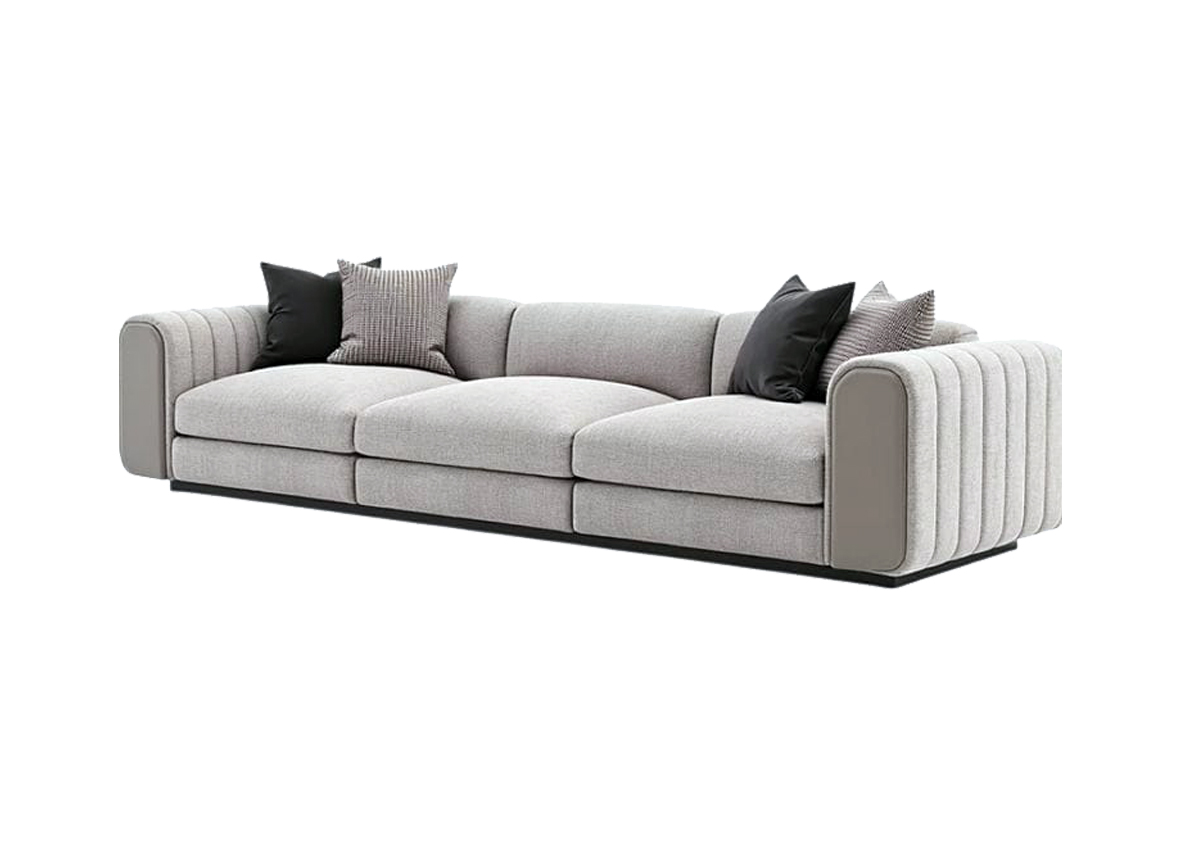 Wide 3-Seater Light Brown Velvet Sofa