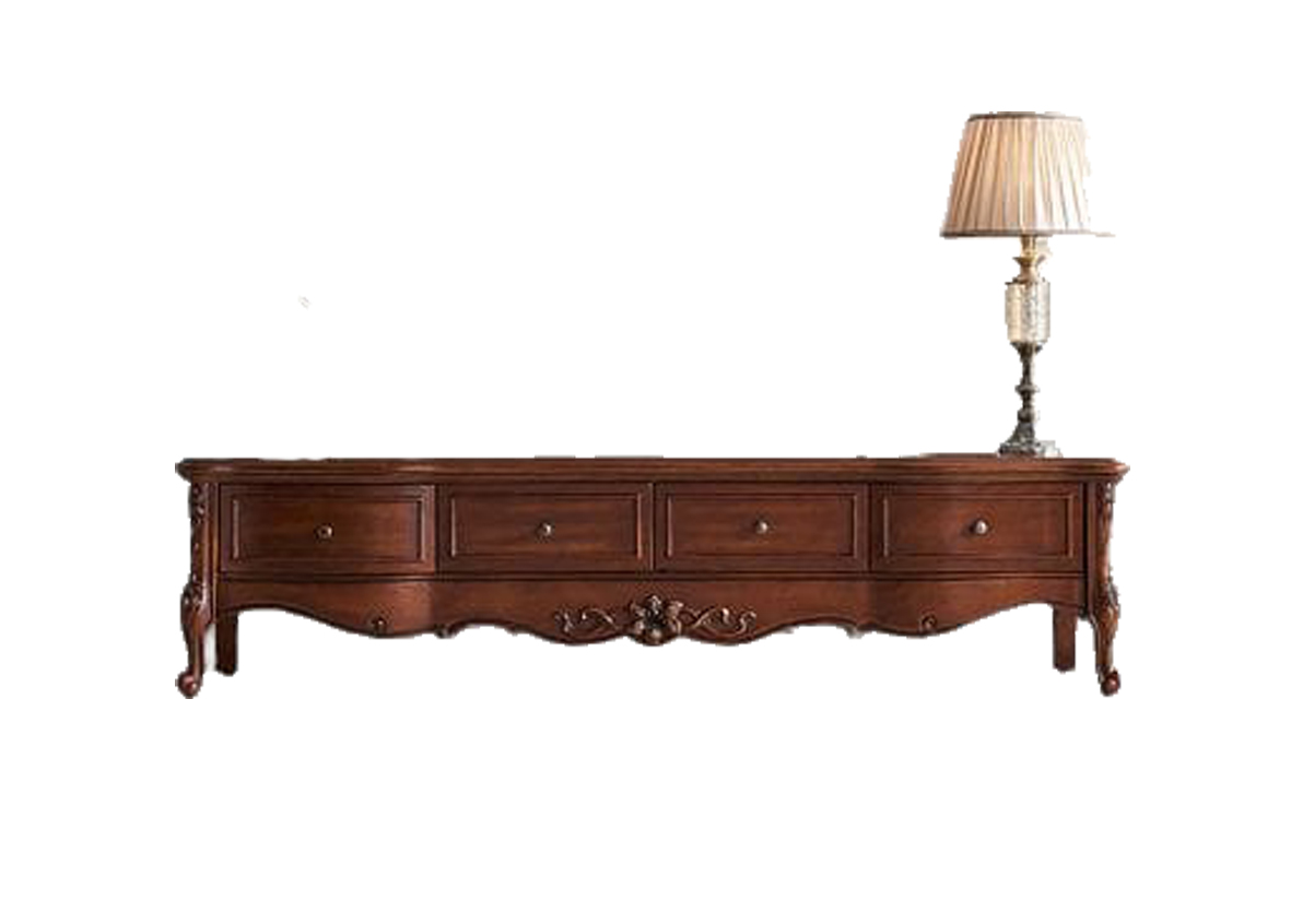 Antique TV Stand with Drawers – Vintage Wood Storage Console