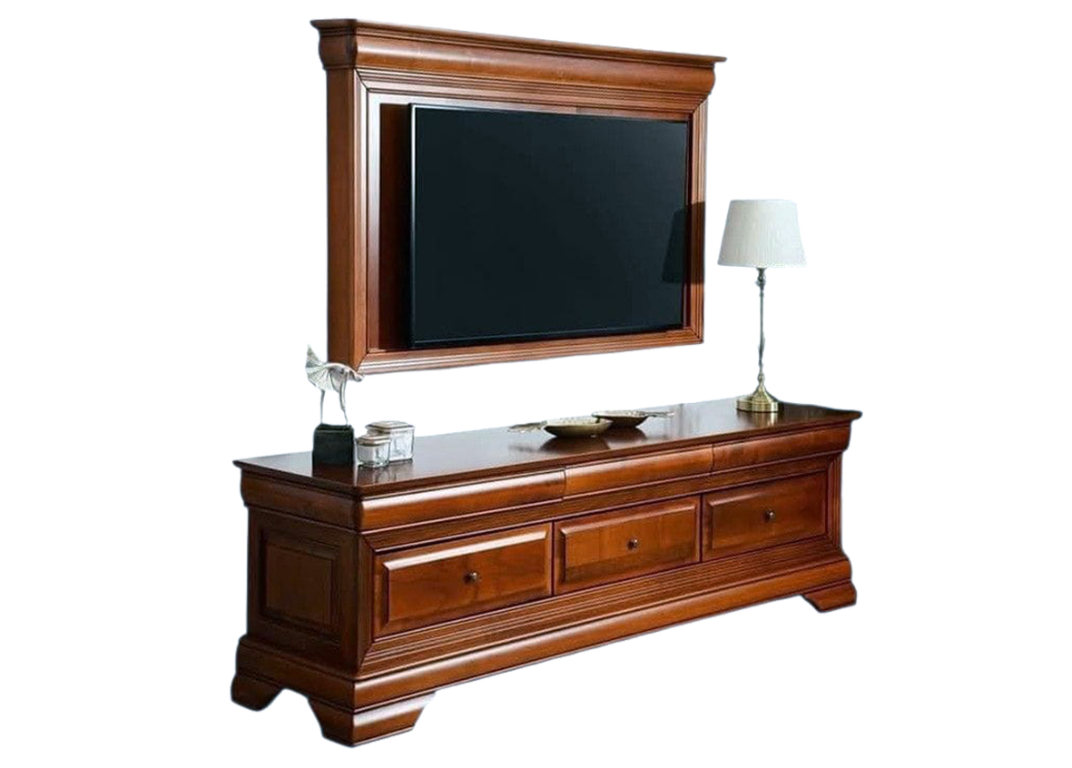 Mahogany Hardwood TV Stand with Separate Wooden TV Holder