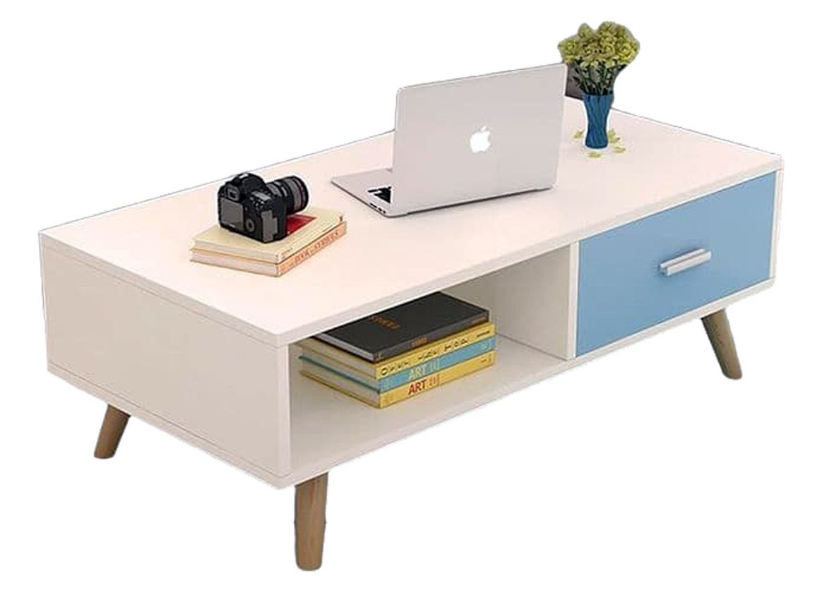 Modern White Coffee Table with Drawers