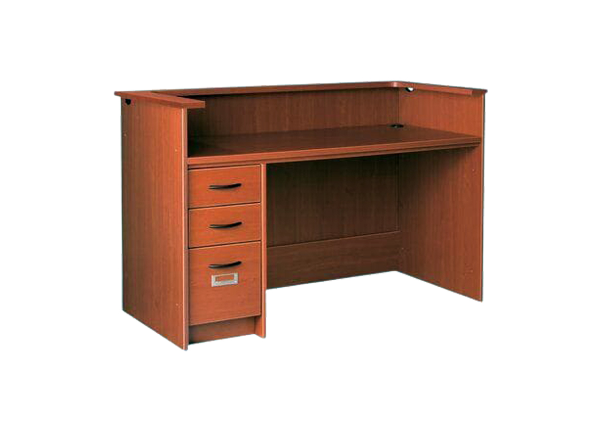 Clear Brown Reception Desk – Simple & Professional Design