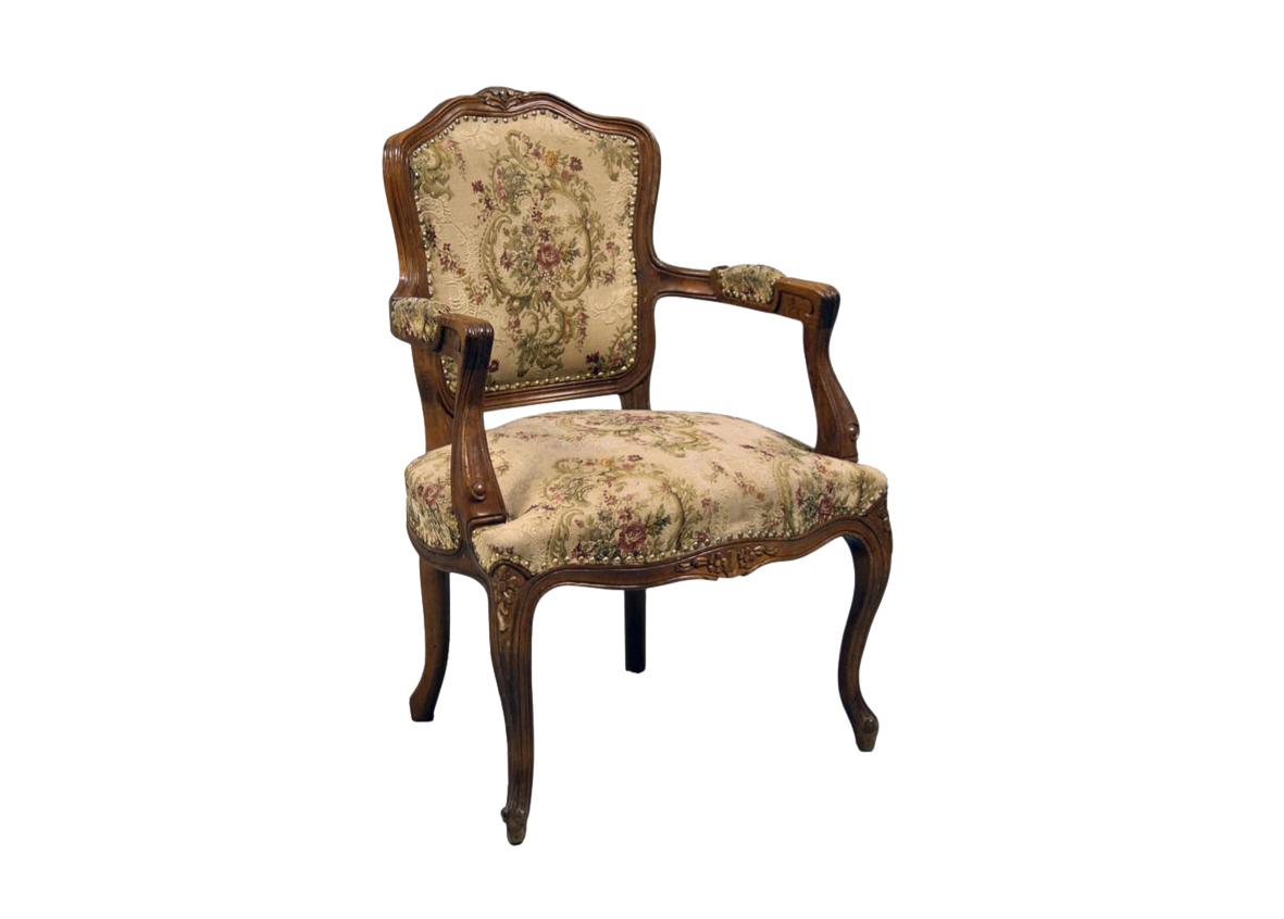 Clear Mahogany Dining Chair with Goldish Brown Cushions