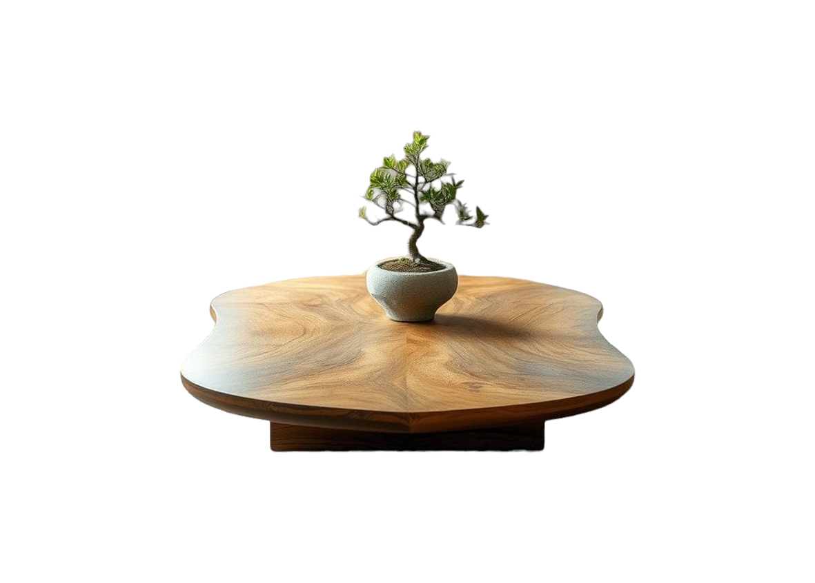 Voil Top Clear Solid Mahogany Coffee Table