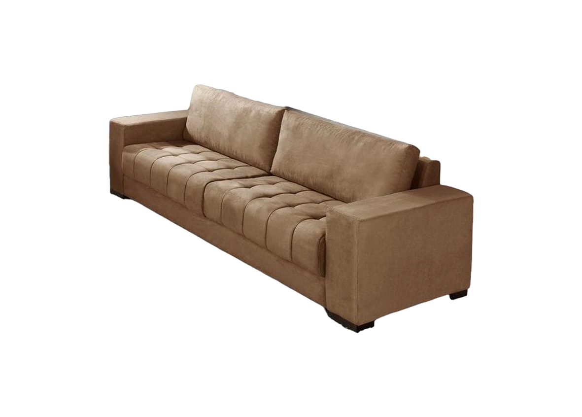 Brown Deep-Buttoned Sofa with Cushioned Back