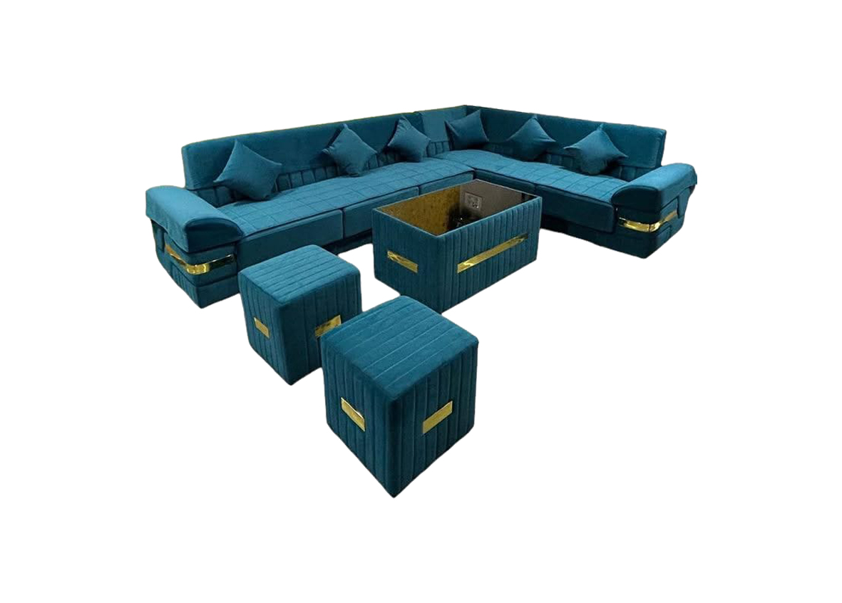 Luxury Sofa Set with 2 Foot Rests & Coffee Table | Complete Living Room Set