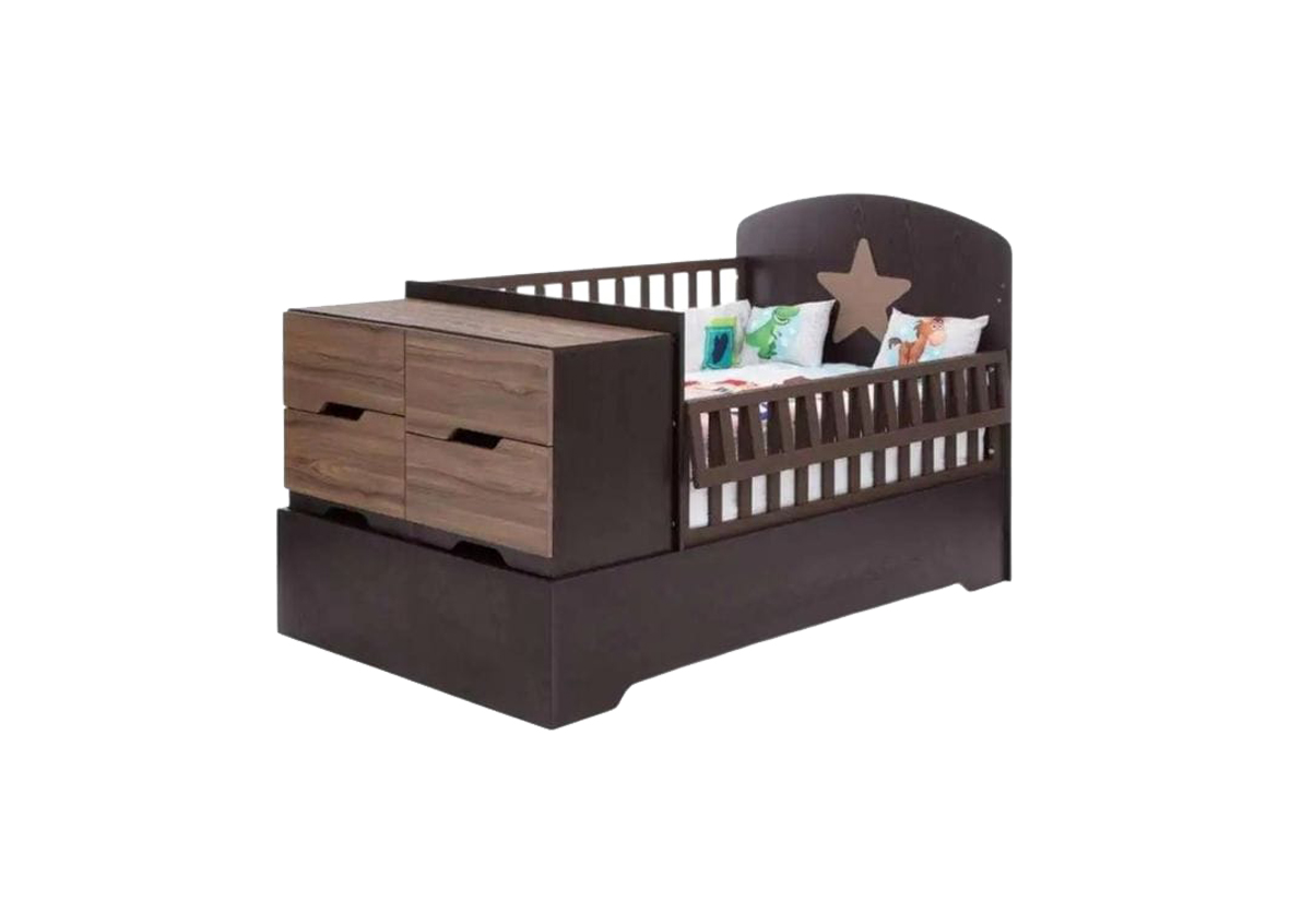 Black Baby Cot with Storage Drawers