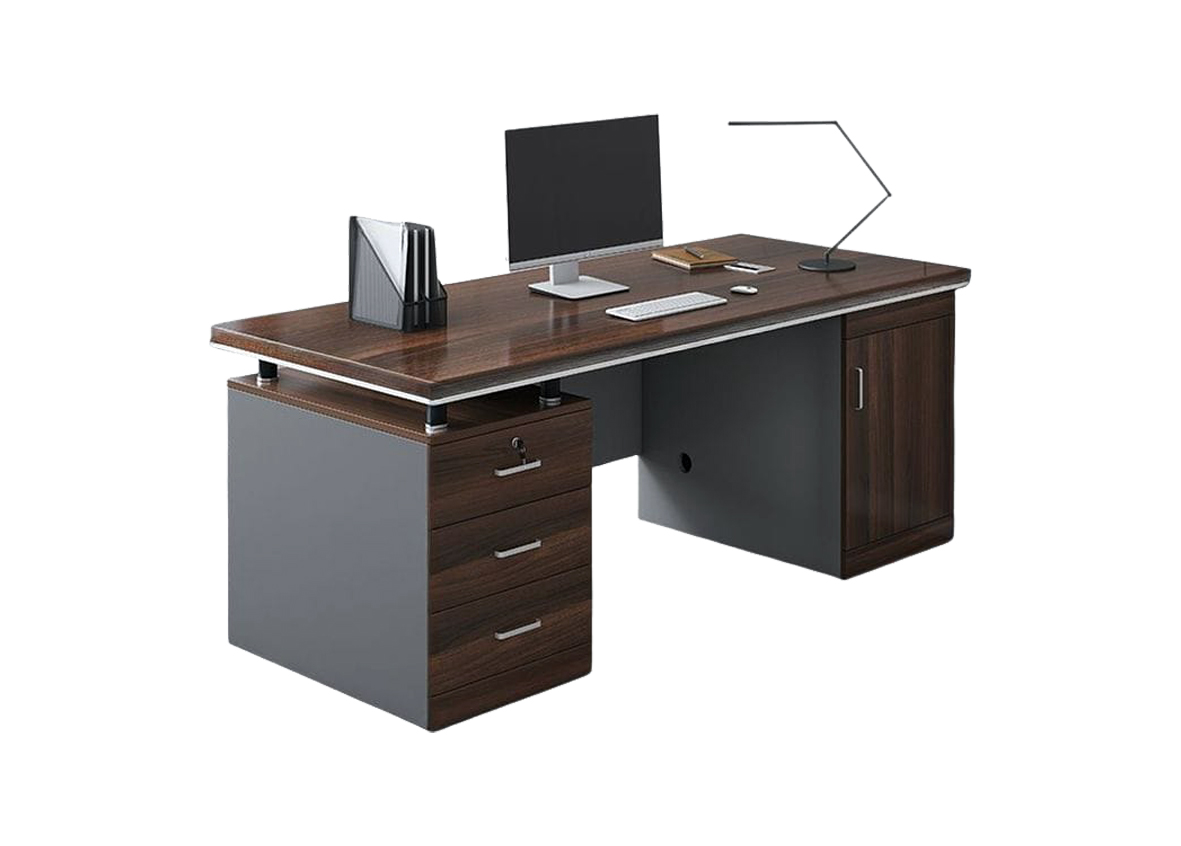Clear Modern Office Table – Sleek Design with Storage