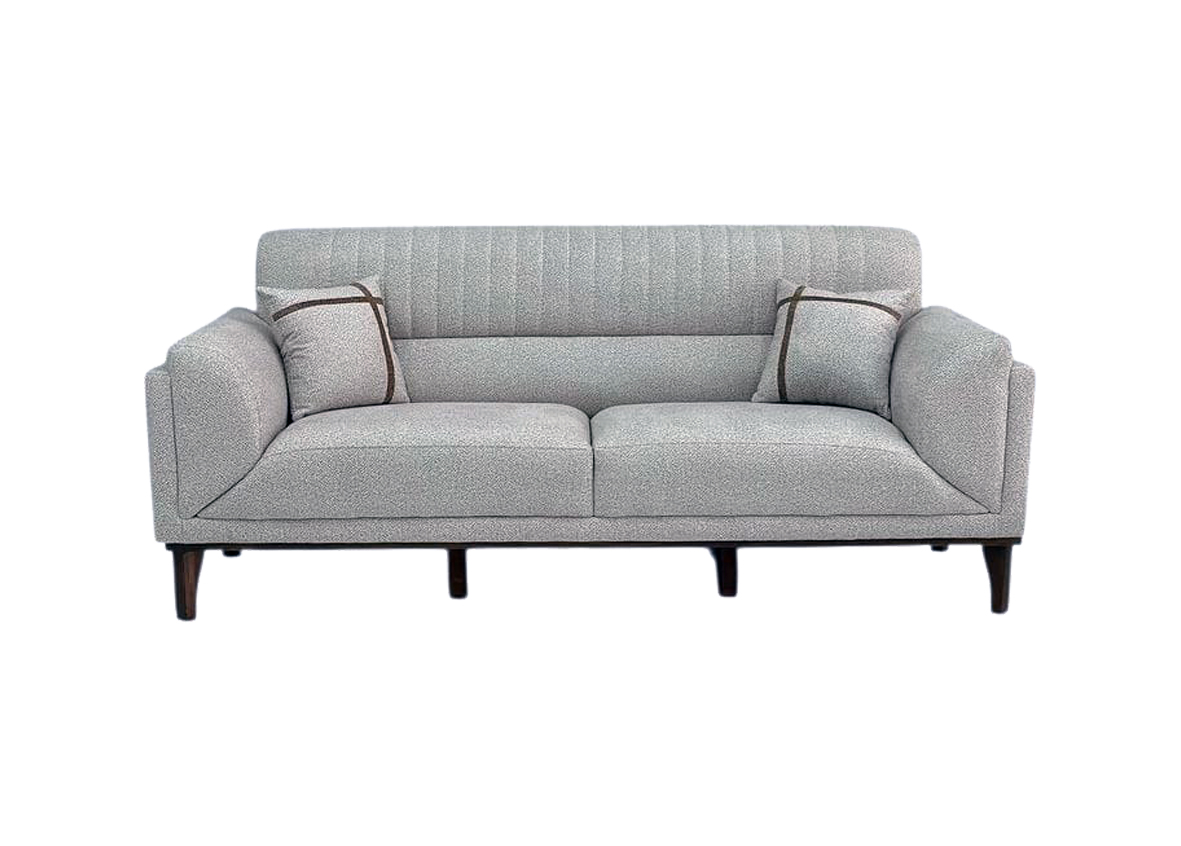 Grey Velvet Sofa Set with Black Solid Feet