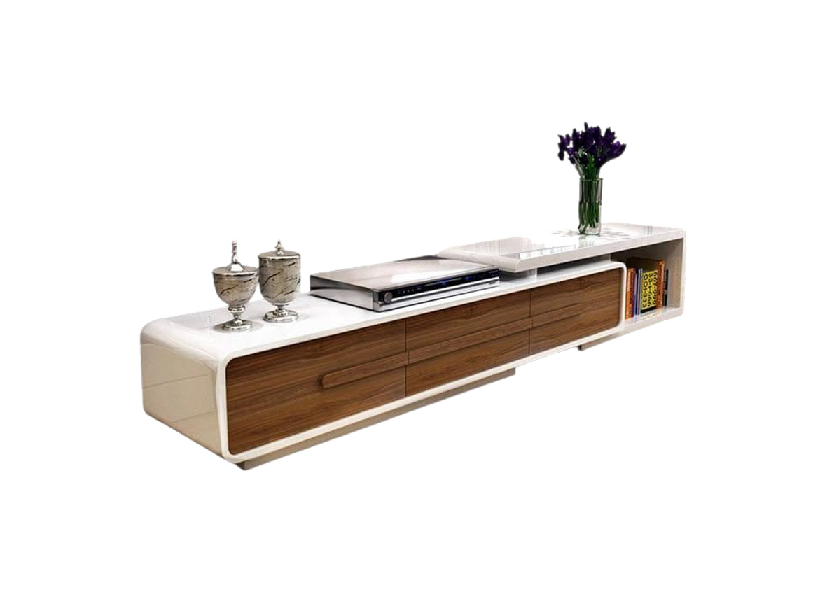 Simple TV Stand Console – White & Brown Finish | Olalo Furniture
