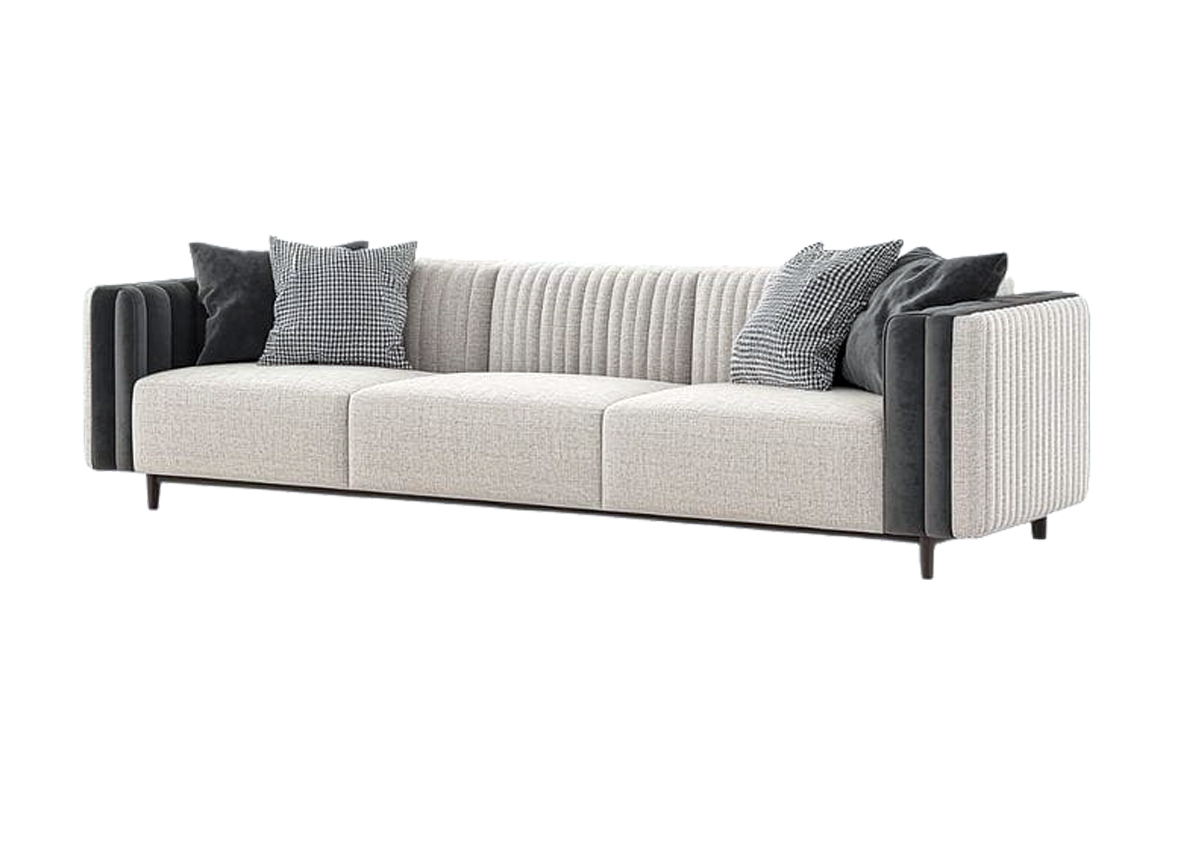 Wide 3-Seater Ash Brown Velvet Sofa Seat