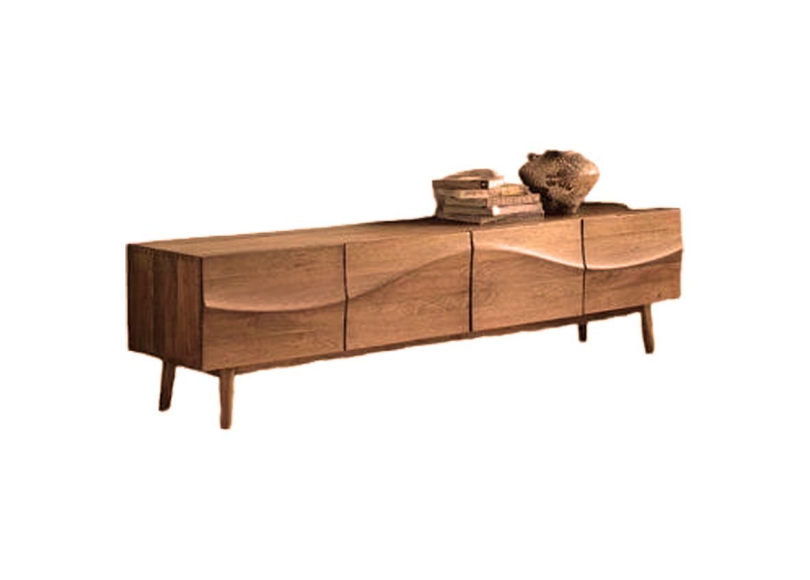 Antique Solid Brown Clear Mahogany TV Stand