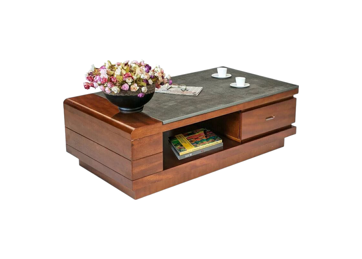 Crib Slea Solid Coffee Table with Drawer & Marble Finish Top