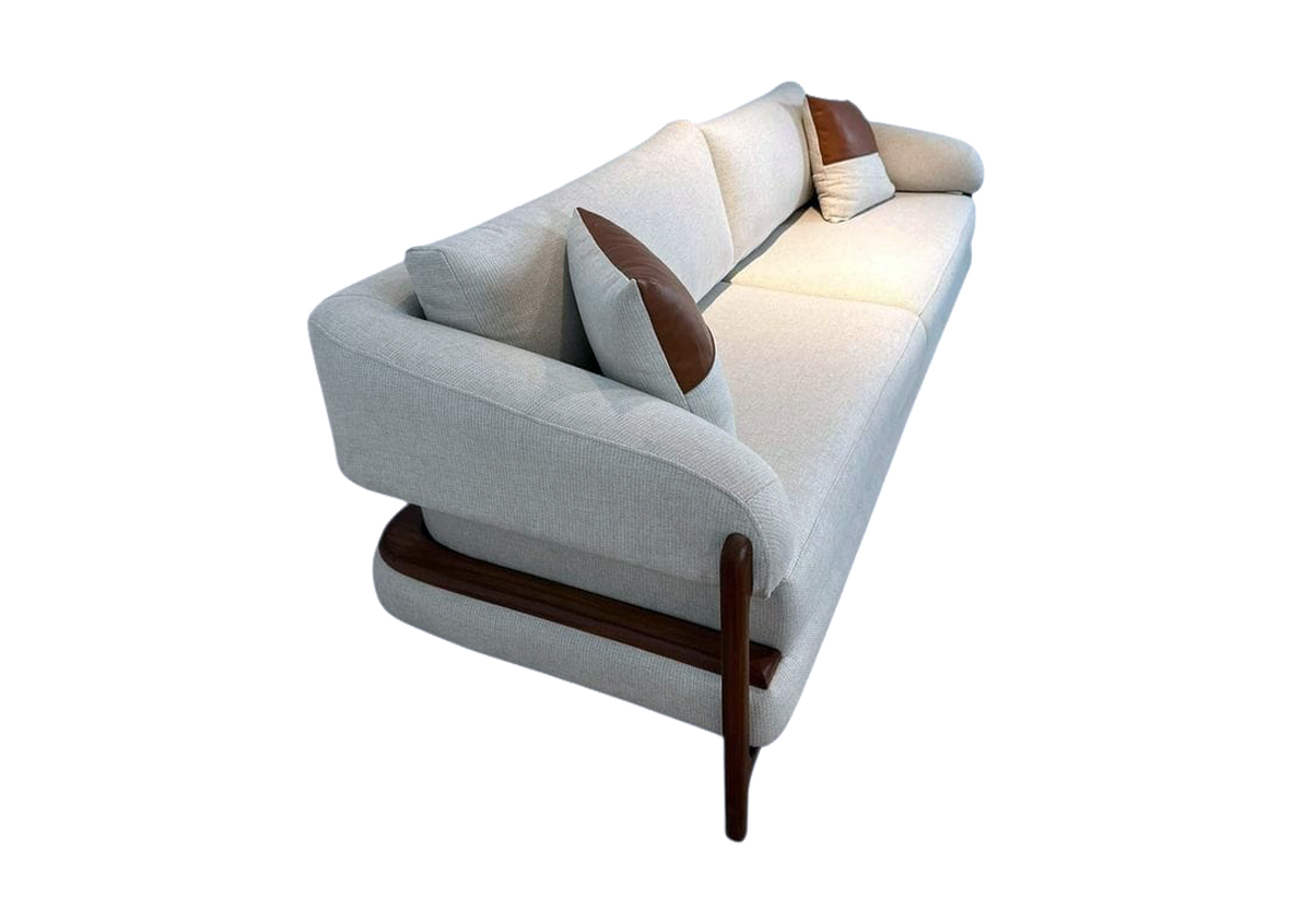 7 Sweet Grey Sofa with Clear Brown Solid Frame & Feet