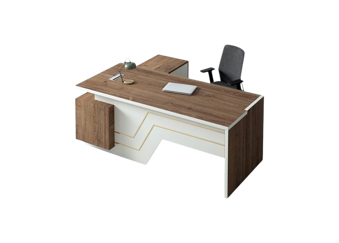 Clear White & Brown Office Desk