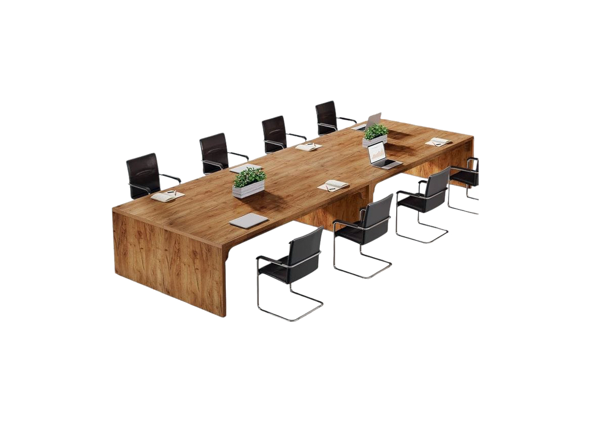 Solid Cypress Timber Office Conference Table with chairs