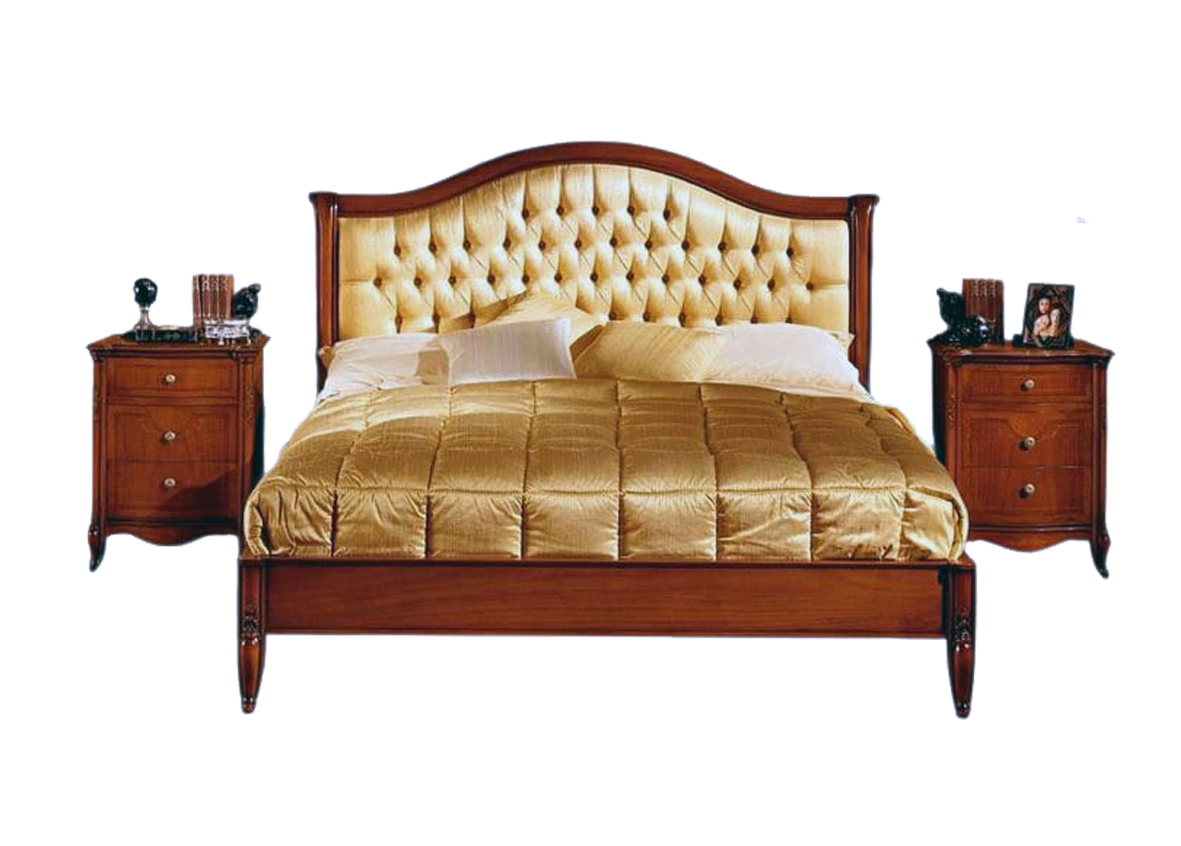 Deep Button Leather King Size Bed with Double Side Cabinets | Olalo Furniture