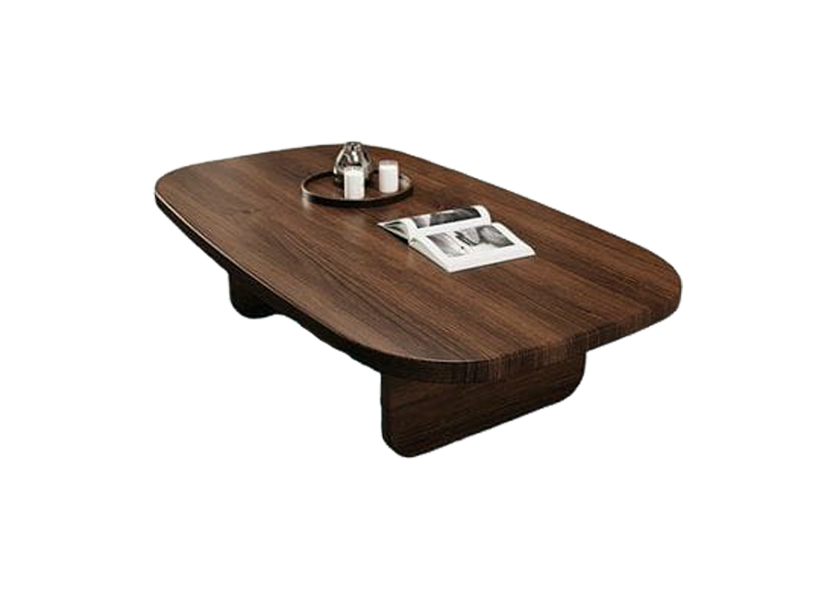 Oval Dine Solid Clear Brown Mahogany Coffee Table