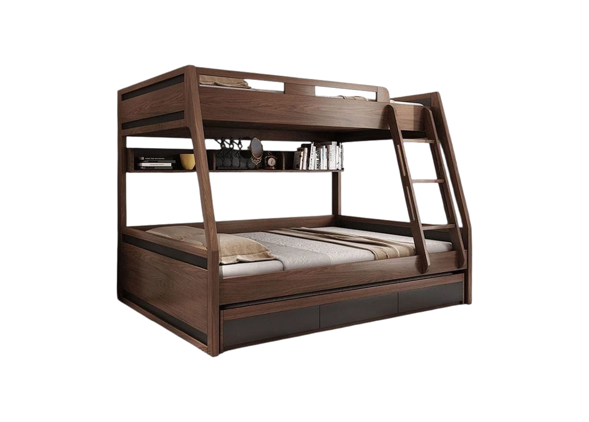 Clear Finish  Double Decker Bed – 4x6 Lower & 3.5x6 Upper