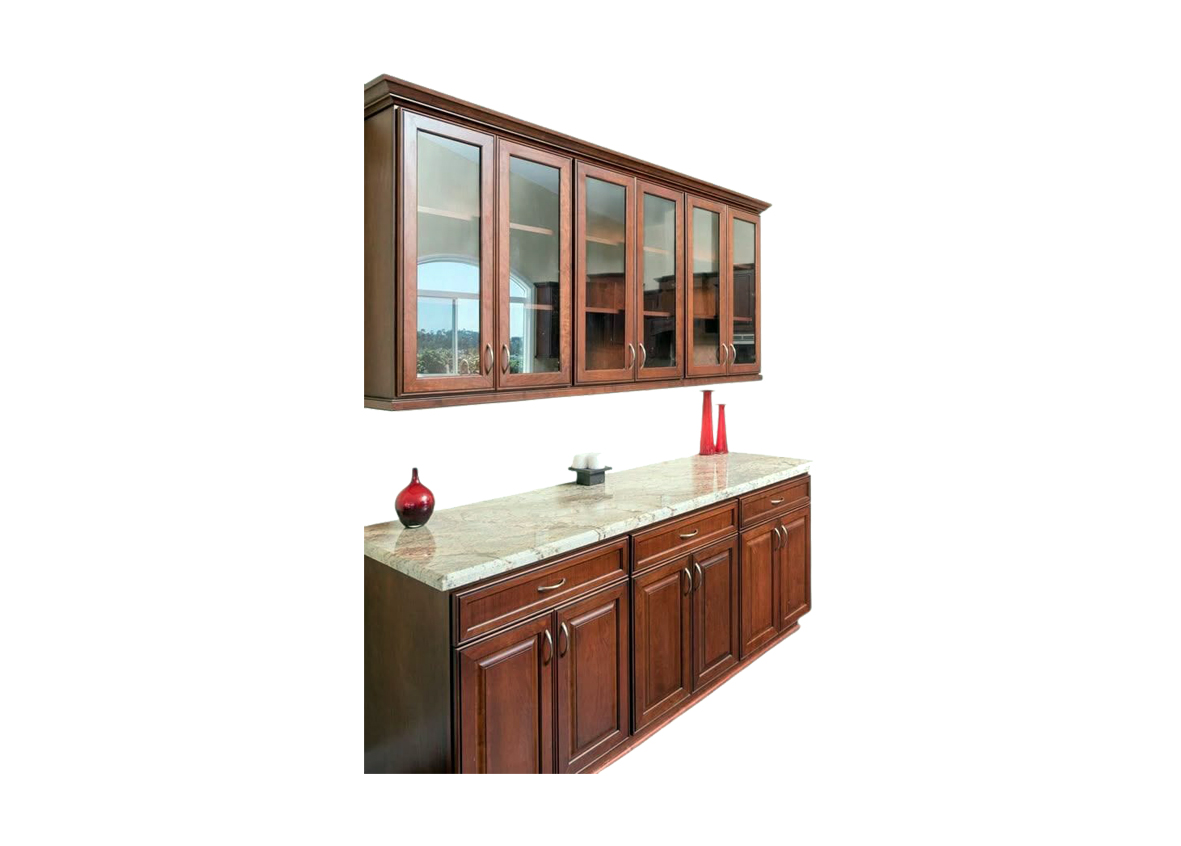 Clear Hardwood Kitchen Cabinet – Glass Top & Solid Bottom