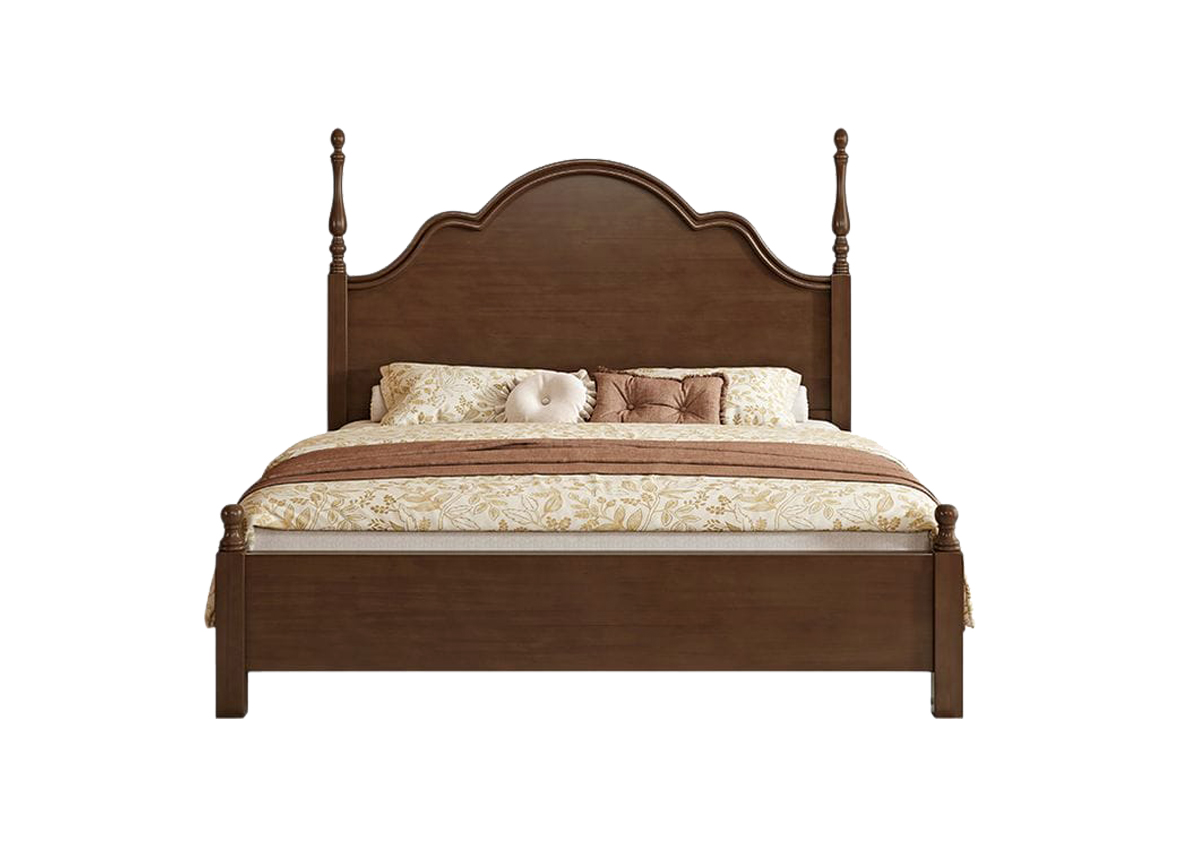 Clear Finish Dark Brown Solid Bed
