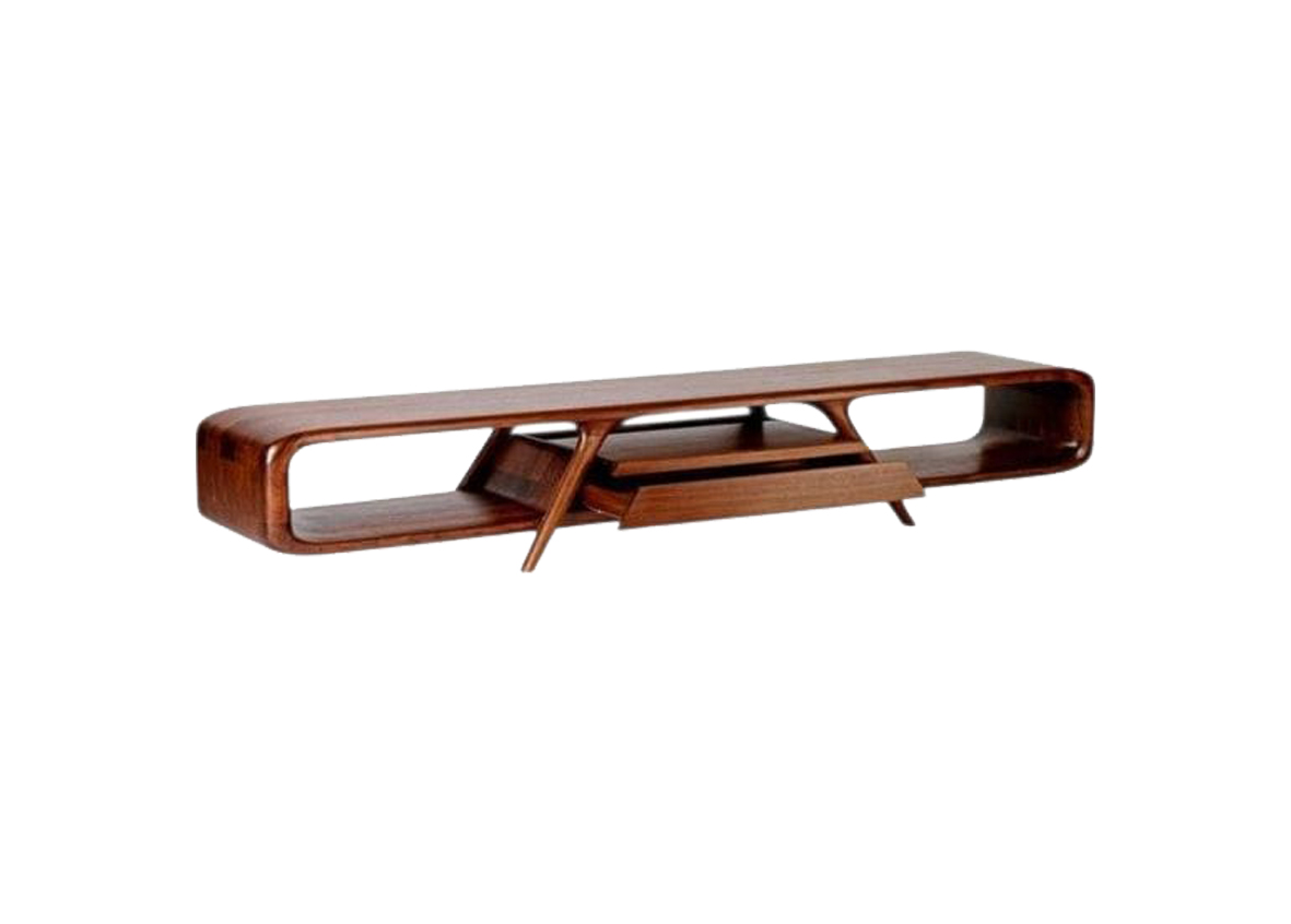 Poly Clear Solid Mahogany TV Stand Console