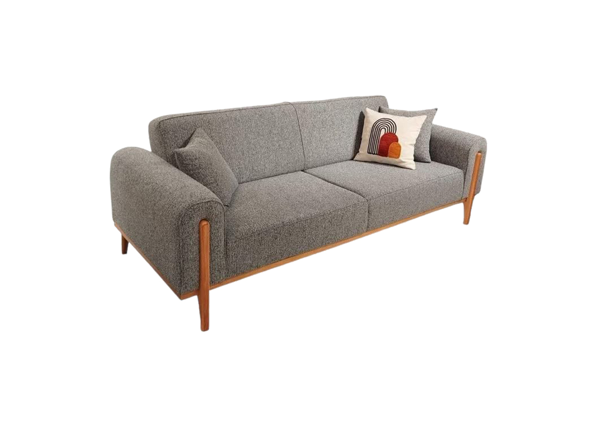 7-Seater Grey Sofa Set with Solid Designed Feet