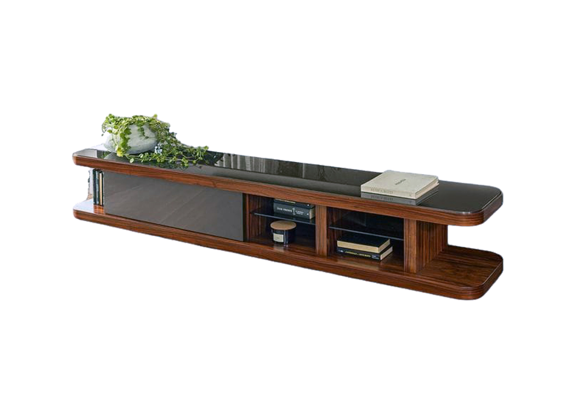 Clear Solid TV Stand Brown & Dark Grey Finish