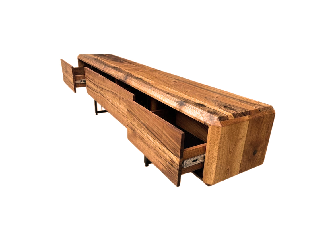 Clear Brown Cypress Finish Solid TV Stand