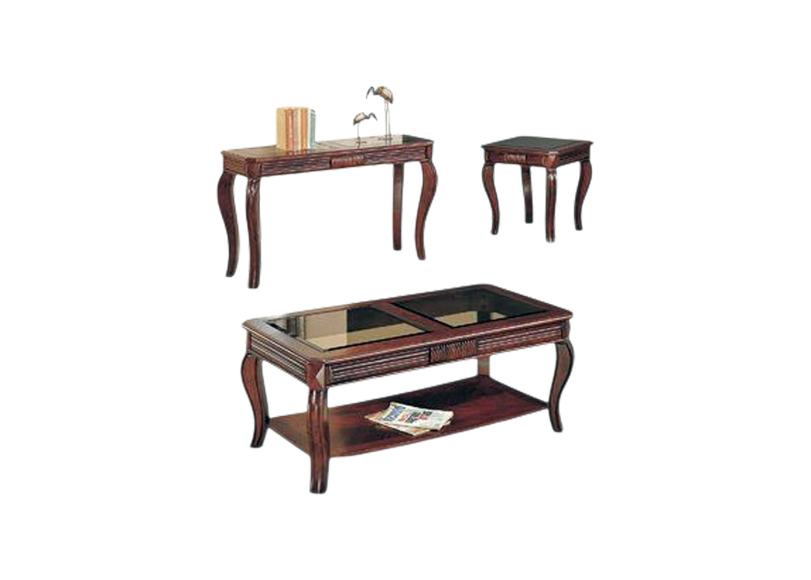 Sweet Clear Solid Coffee Table with Sectioned Glass Top, Stool & Book Storage