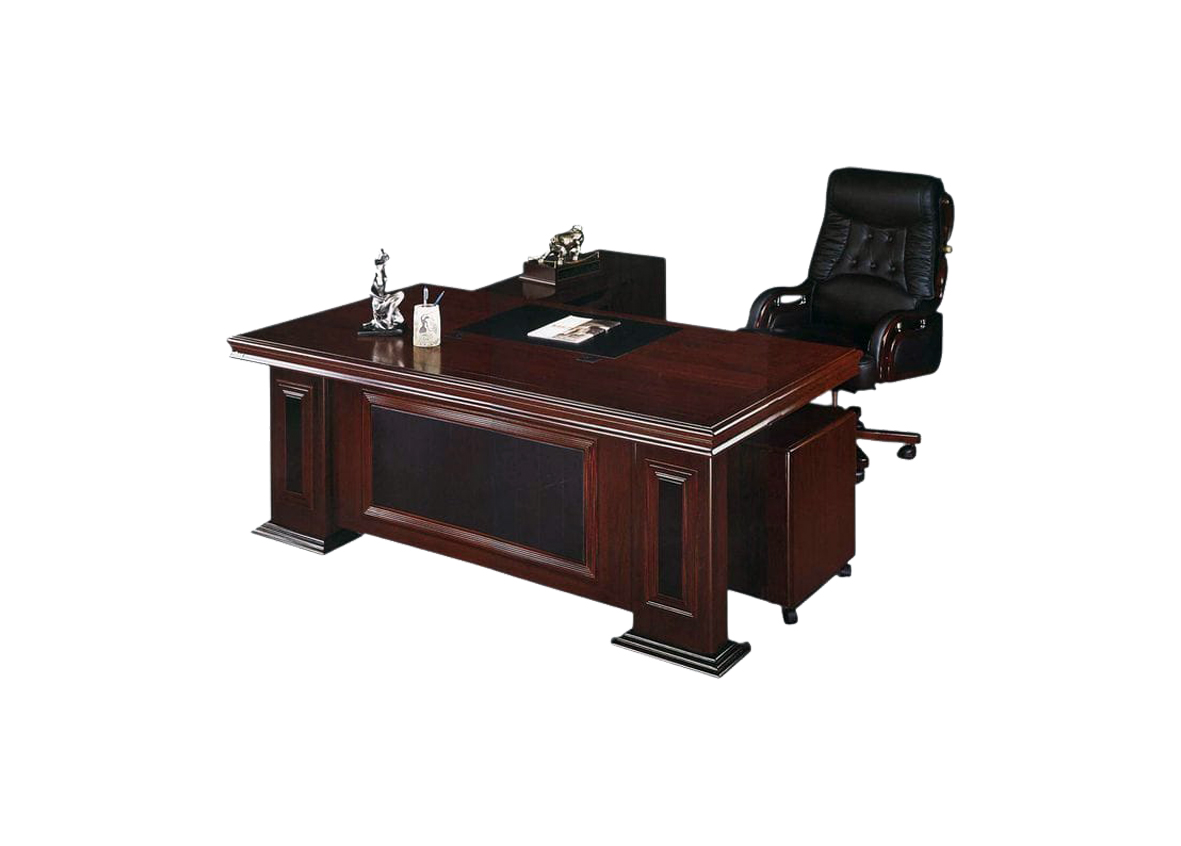 Antique Sweet Clear Dark Brown Office Table with chair