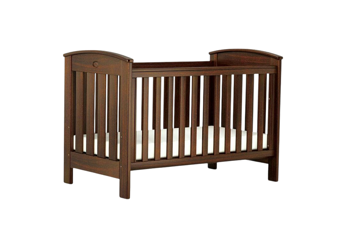 Clear Dark Solid Wood Baby Cot