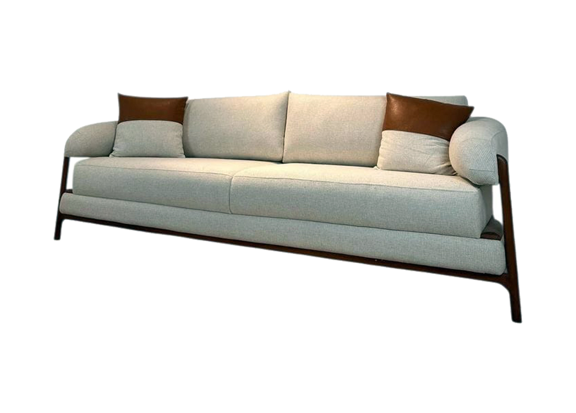 7 Sweet Grey Sofa with Clear Brown Solid Frame & Feet