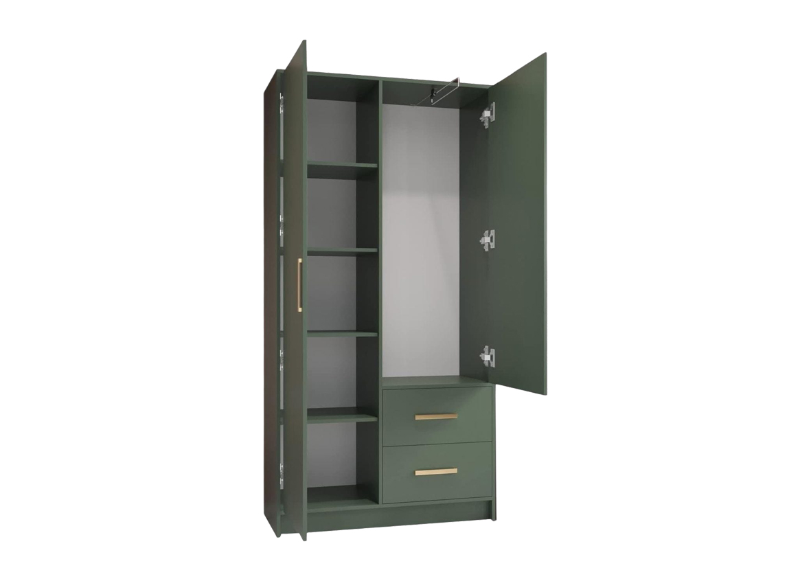 Clear Gray Double-Sided Wardrobe with Lower Square Drawers