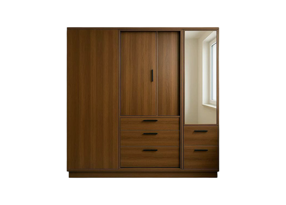 Clear Marine Board Wardrobe with Integrated Dressing Mirror