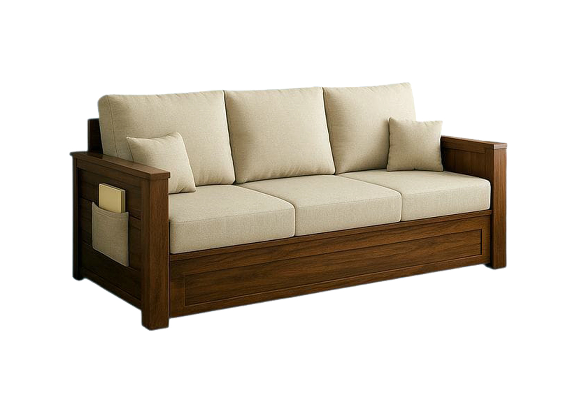 Outdoor Ash Grey Sofa with Solid Hardwood Frame