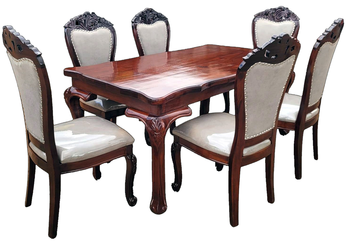 Antique 6-Seater Solid Wood Dining Table