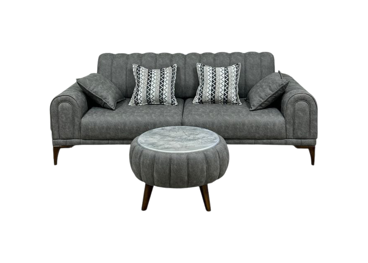 Dein Sweet Grey Sofa Set with Matching Coffee Table