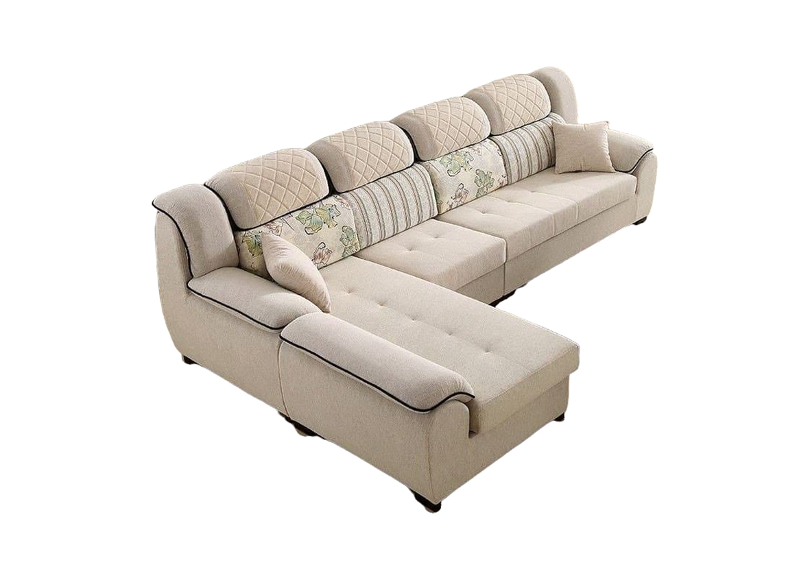 Sweet Beige L-Shaped 5-Seater Sofa
