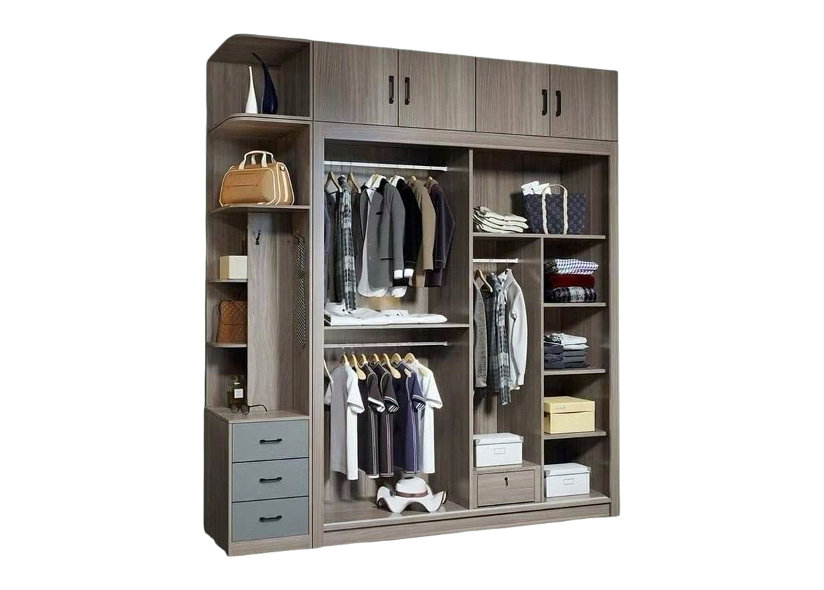 Clear Open Wardrobe with Upper Drobes – Sleek & Accessible