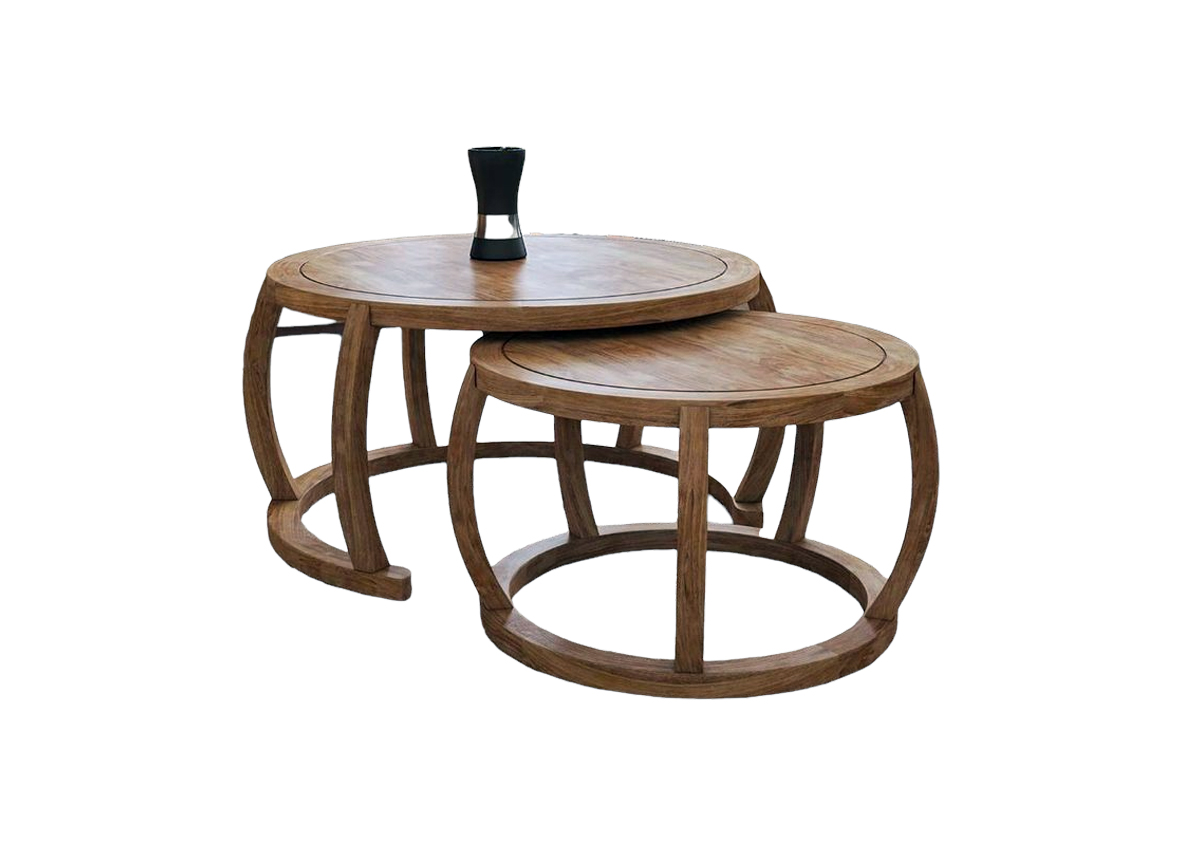 Clear Chocolate Polish Circular 2-in-1 Coffee Table Set