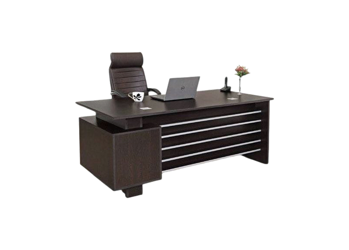 Dark & White Striped Office Table with comfy chair