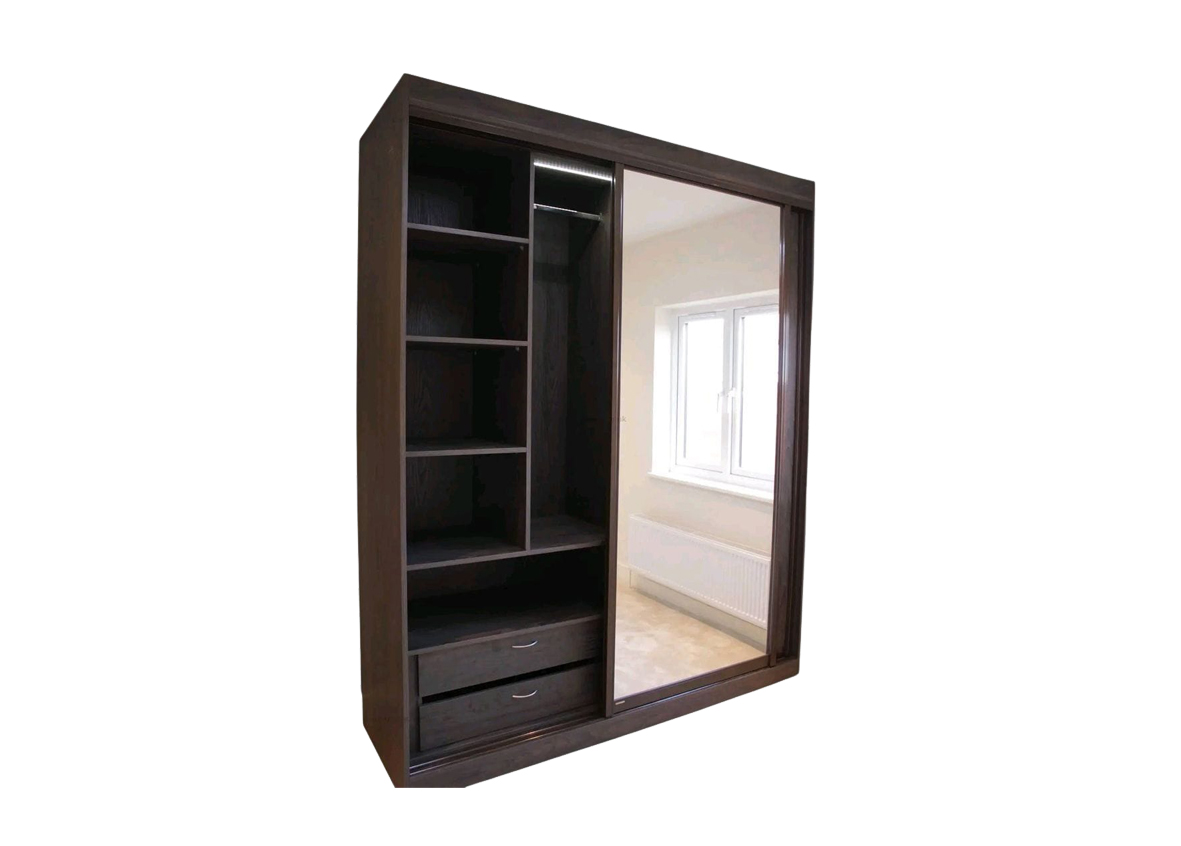 Clear Dark Sliding Door Wardrobe with Mirror